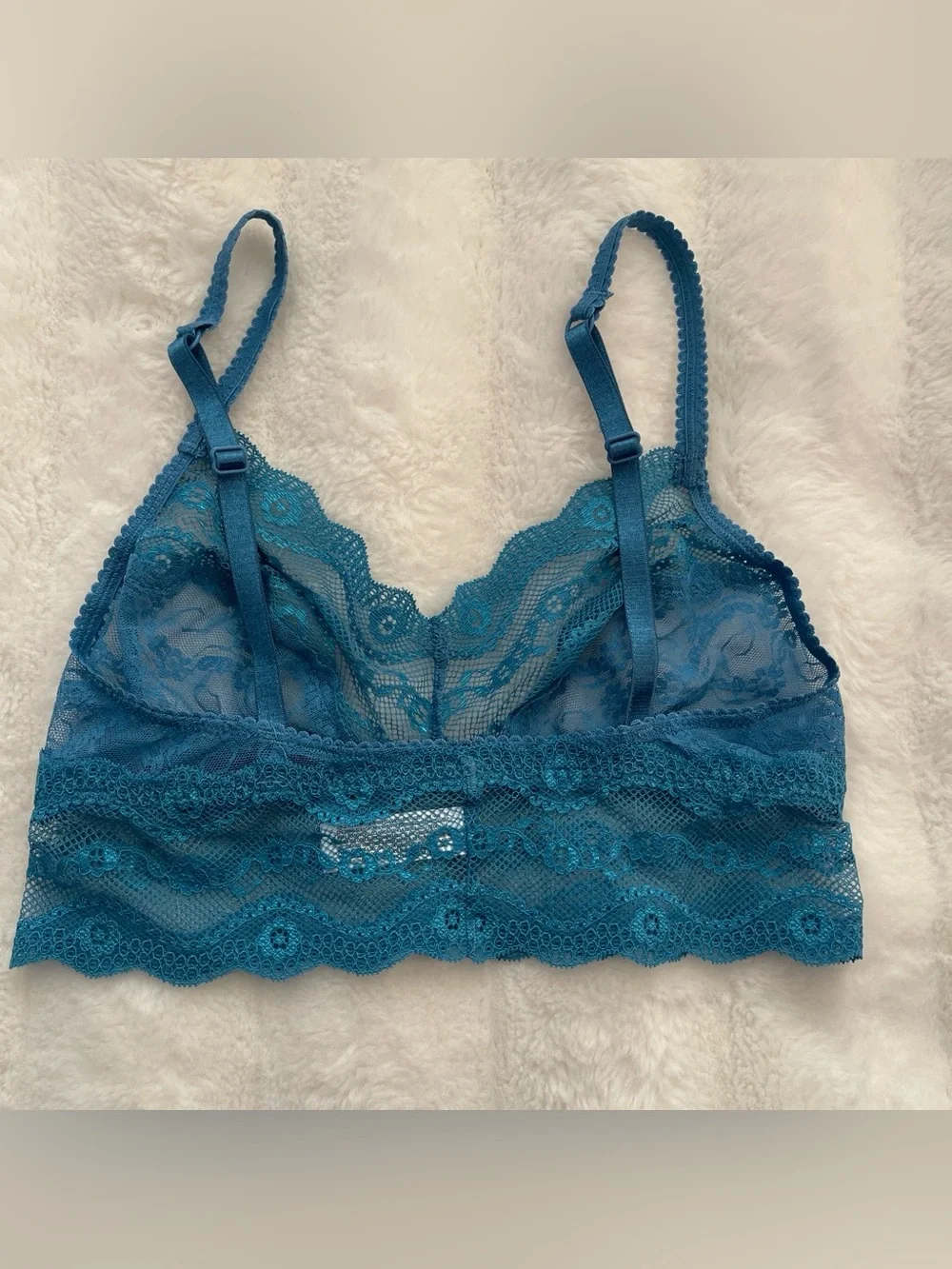 b.tempt'd by Wacoal Lace Kiss Sheer Unlined Bralette Faience blue Size S